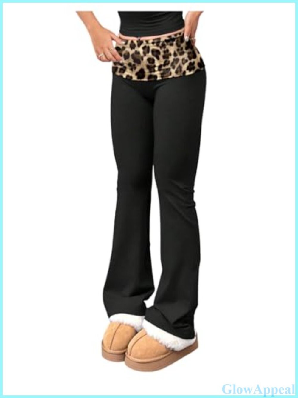 Women's Fold Over Flare Leggings Bootcut Yoga Pants High Rise Stretchy